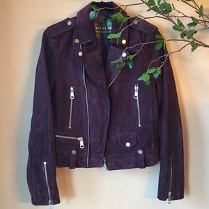BAGATELLE Violet Genuine Suede Biker Jacket
